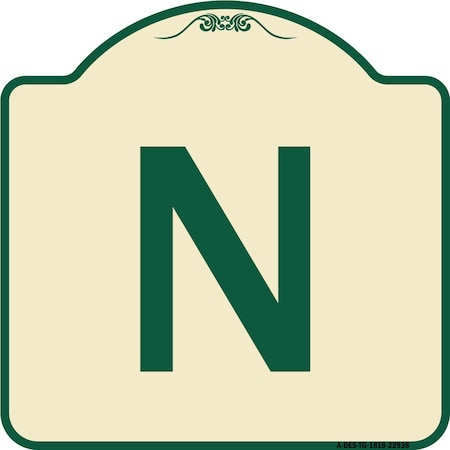 Designer Series Sign With Letter N, Tan & Green Heavy-Gauge Aluminum Architectural Sign